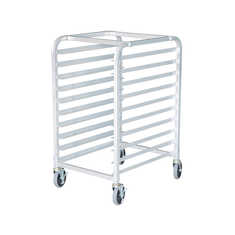 10-t-högkvalitativ aluminiumplåt/bun pan rack med kvalitet svängbara hjul, restaurangklass Bageri rack för fullt lakan och halvtark